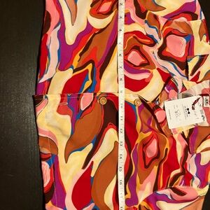 Handmade Multicolor Abstract Wave Button-Up Crop Top